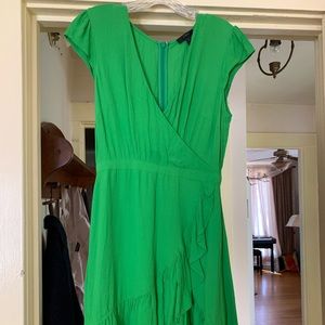 J Crew Ruffle Mini Dress, kelly green, size 0